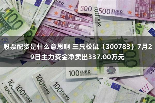 股票配资是什么意思啊 三只松鼠（300783）7月29日主力资金净卖出337.00万元